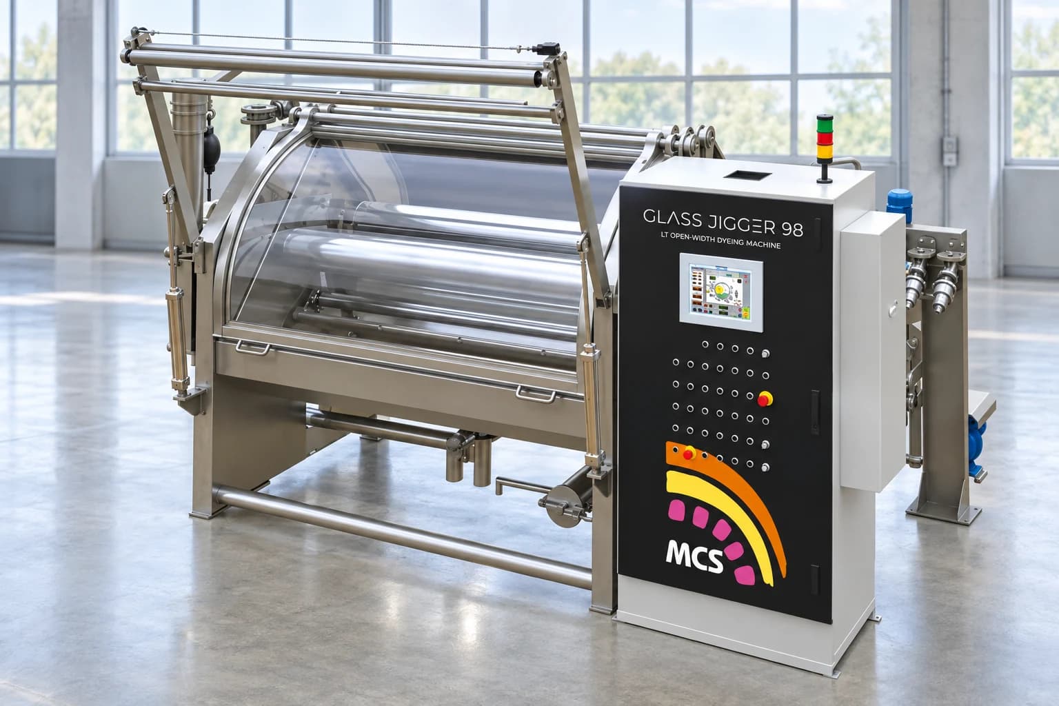 Färbemaschine MCS Glass Jigger in einer Produktionshalle